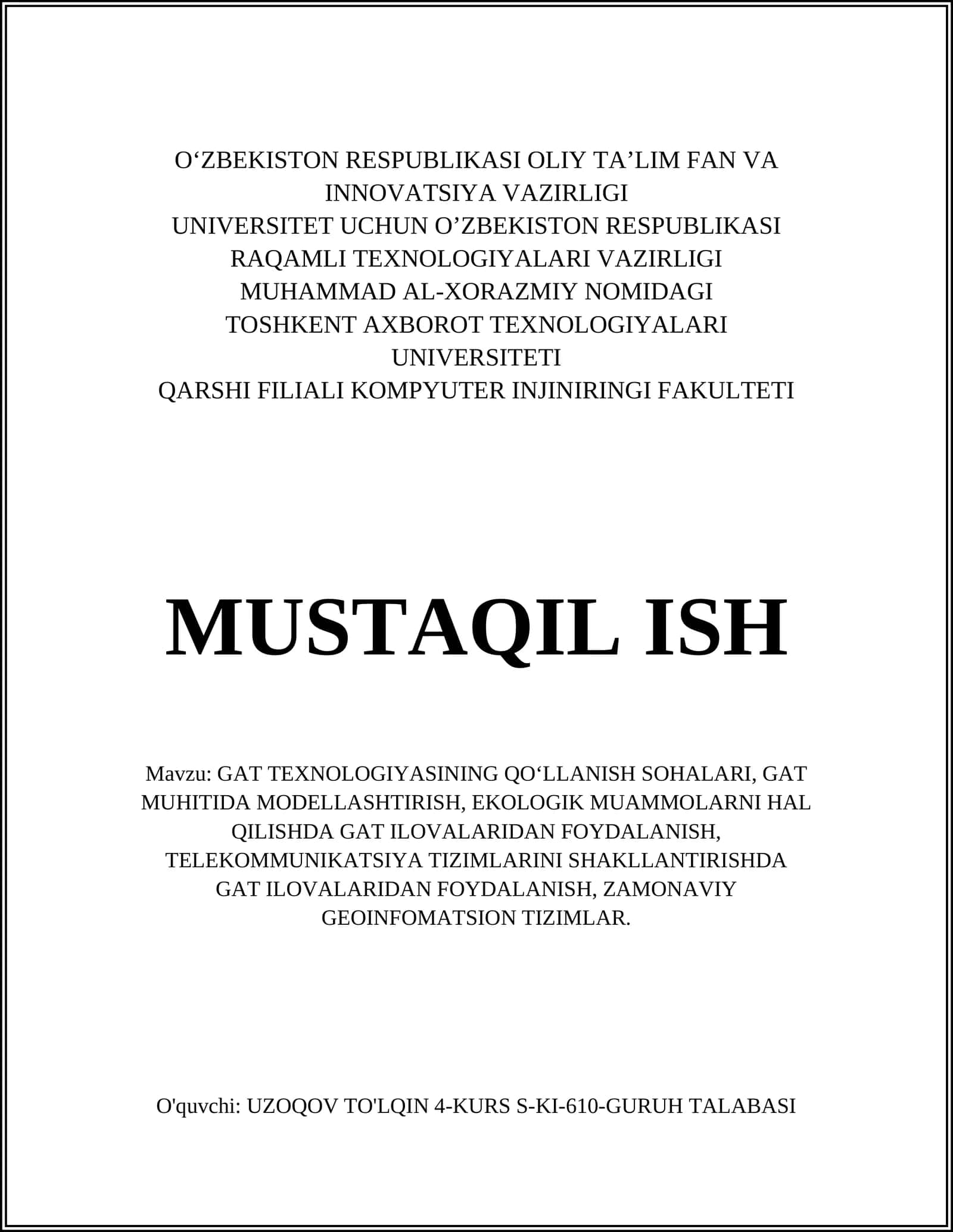 GAT TEXNOLOGIYASINING QO‘LLANISH SOHALARI 1