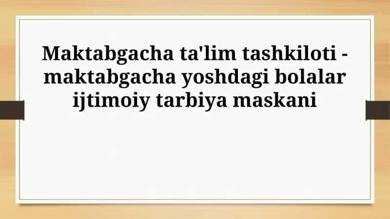 Maktabgacha ta'lim tashkiloti - maktabgacha yoshdagi bolalar ijtimoiy tarbiya maskani 1