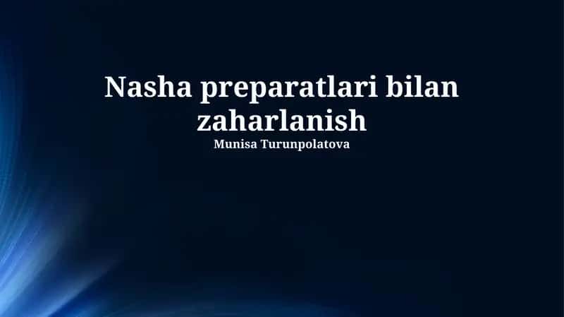 Narkоtik Dоri-darmonlar bilan Zaharlanish 1