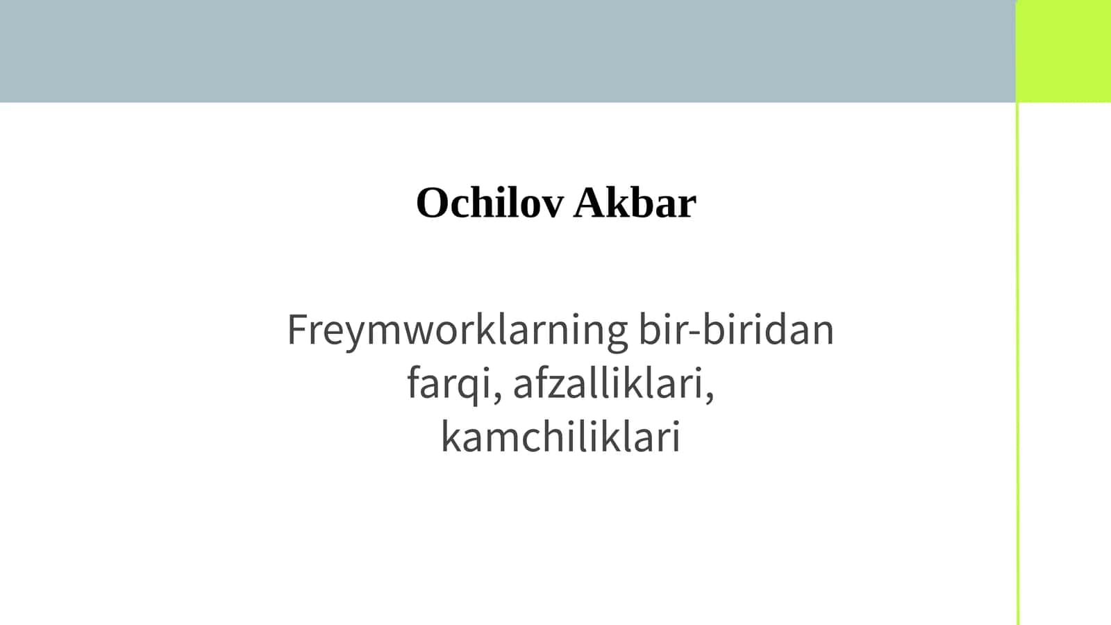 Frontend Frameworklar 1