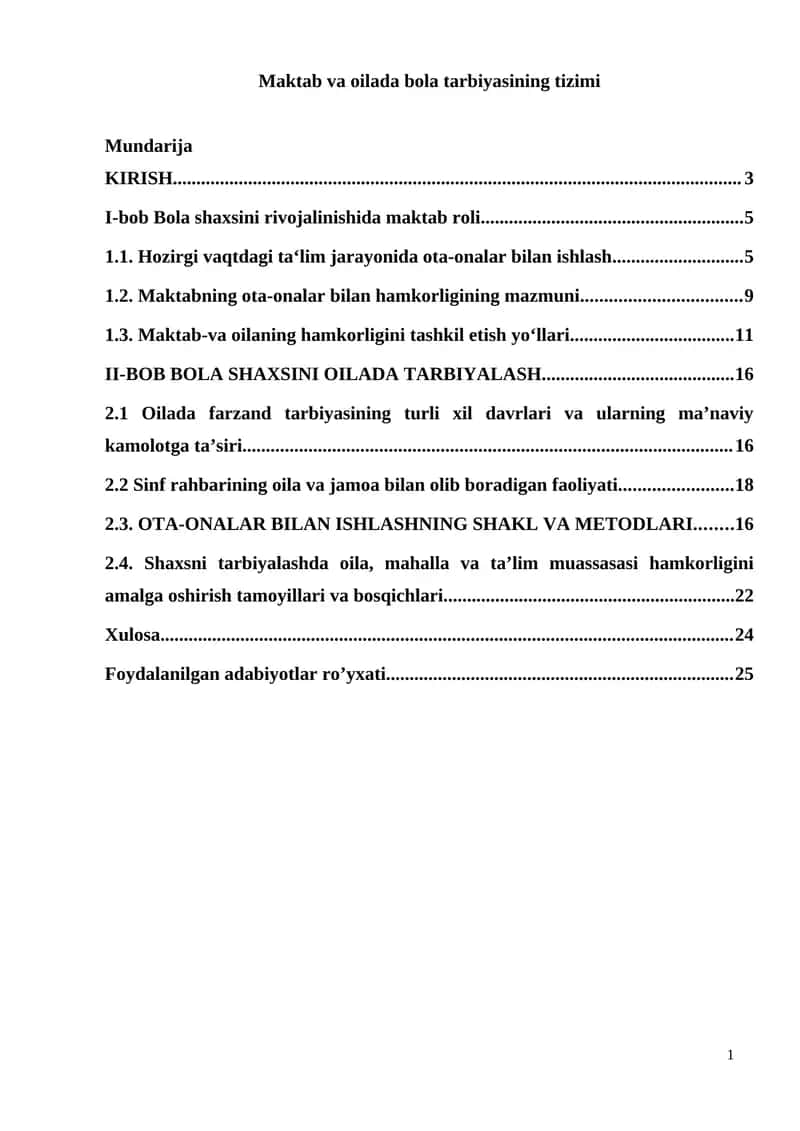 Maktab va oilada bola tarbiyasining tizimi 1