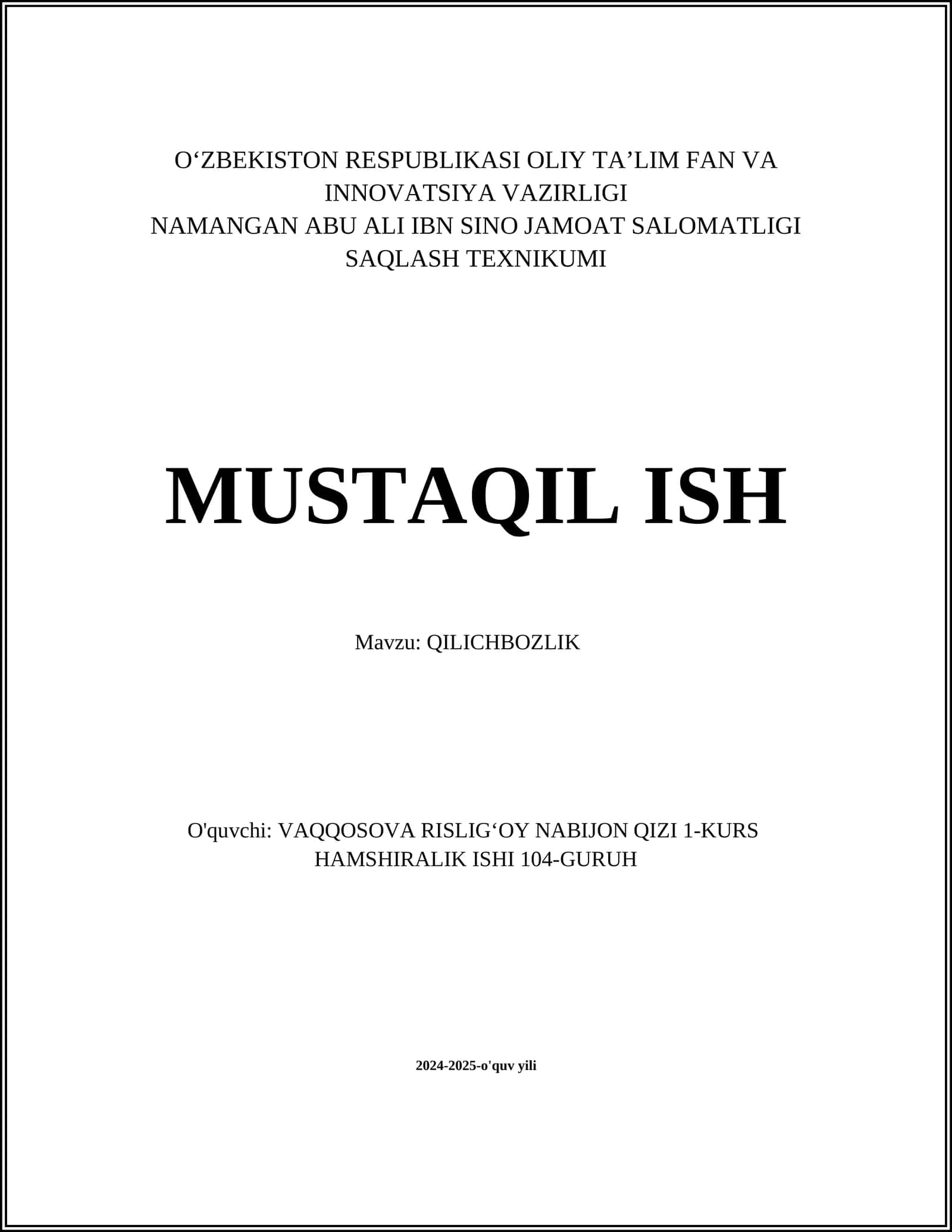 QILICHBOZLIK 1