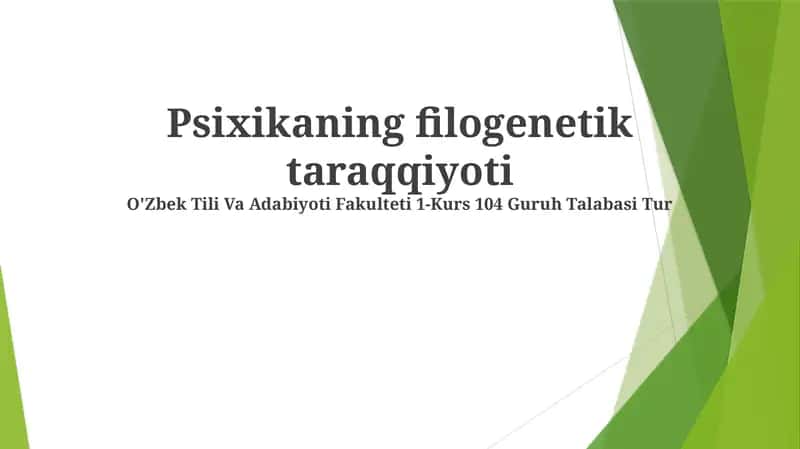 Psixikaning filogenetik taraqqiyoti 1