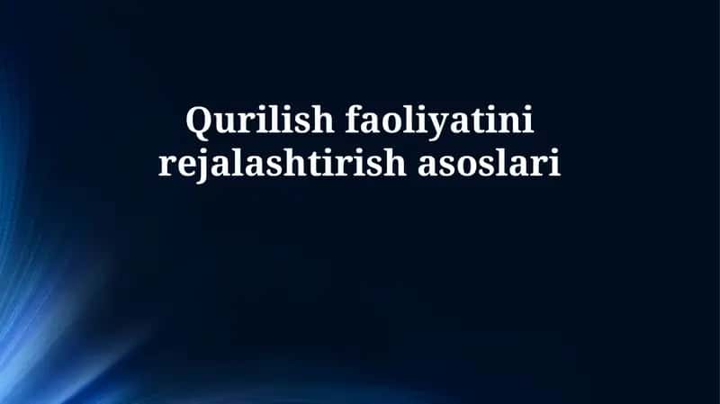 Loyiha Rejalashtirish Asoslari 1