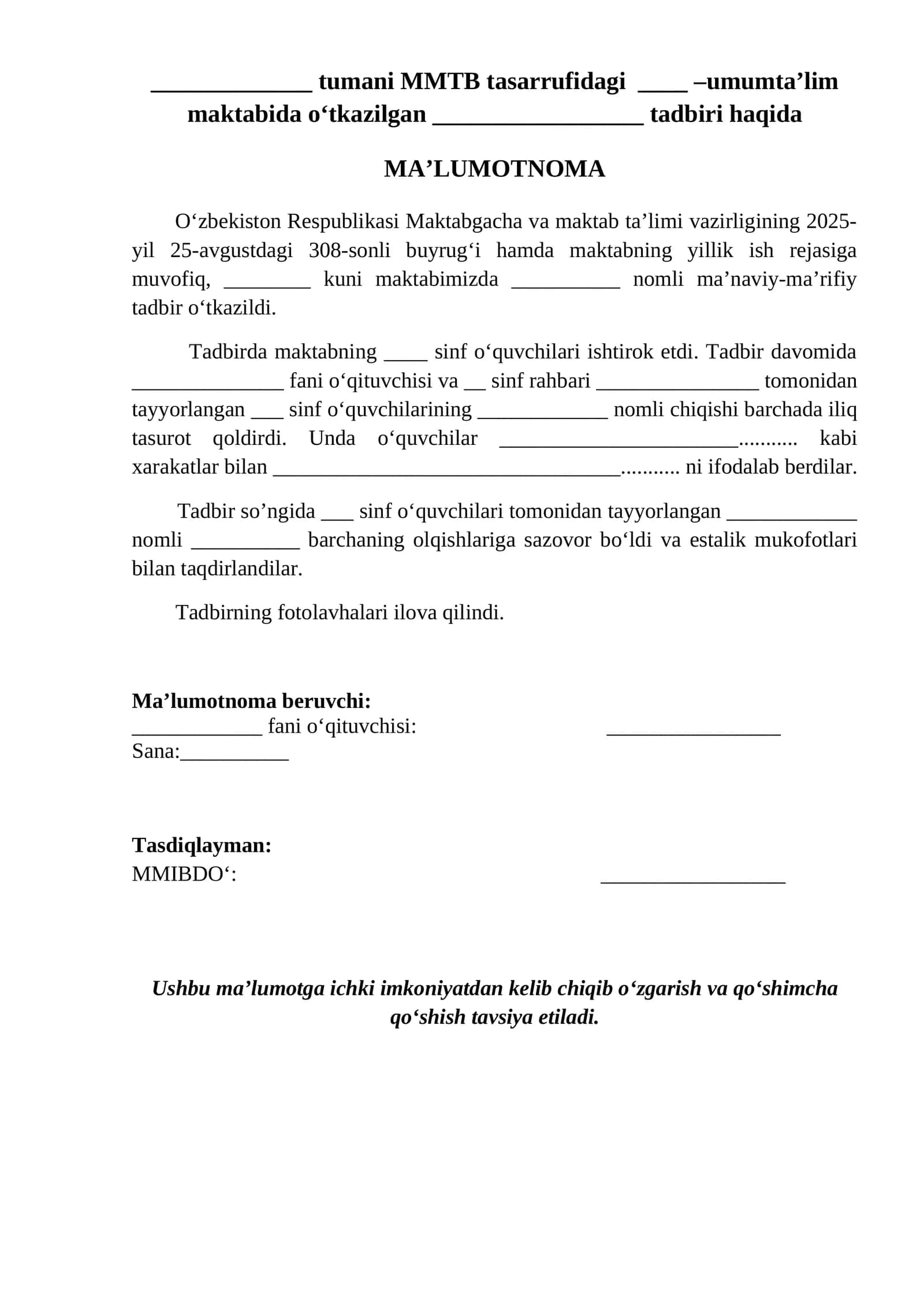 Ma'naviy-ma'rifiy tadbir 1