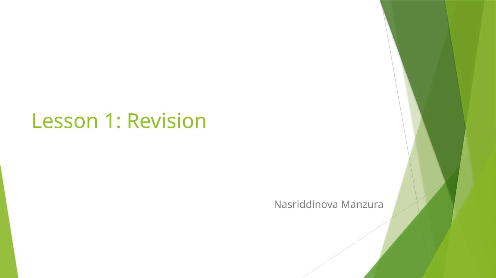 Lesson 1: Revision 1