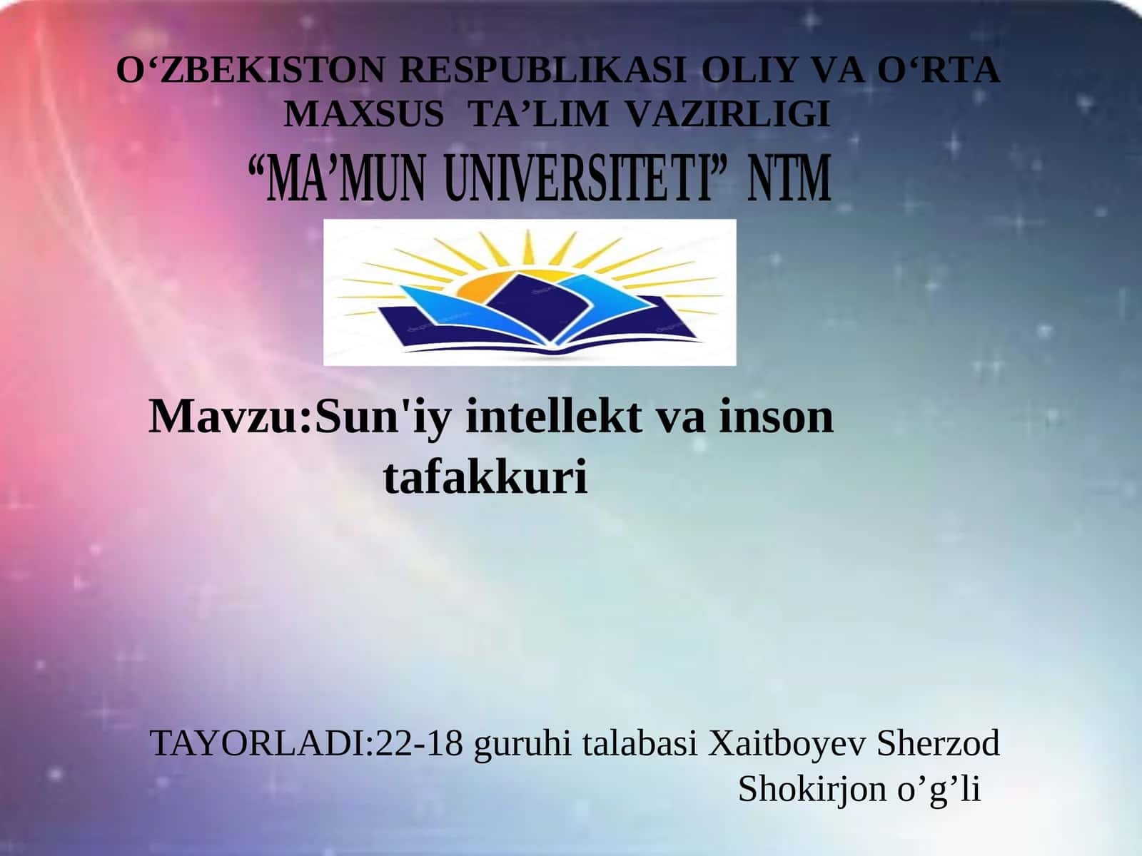 Sun'iy intellekt va inson tafakkuri 1
