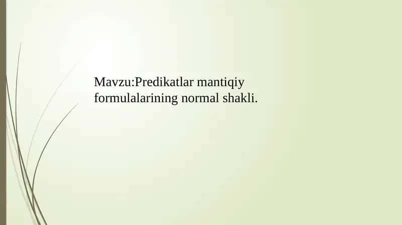 Predikatlar normal shakli 1