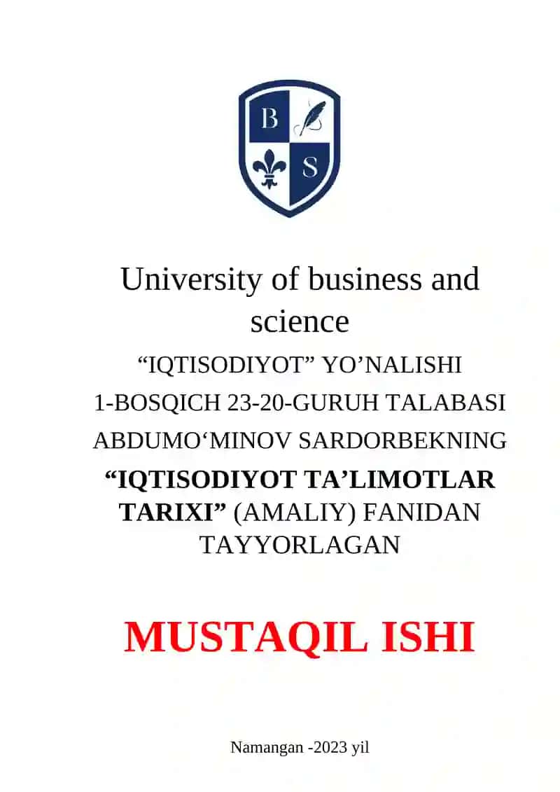 “IQTISODIYOT TA’LIMOTLAR TARIXI” (AMALIY)