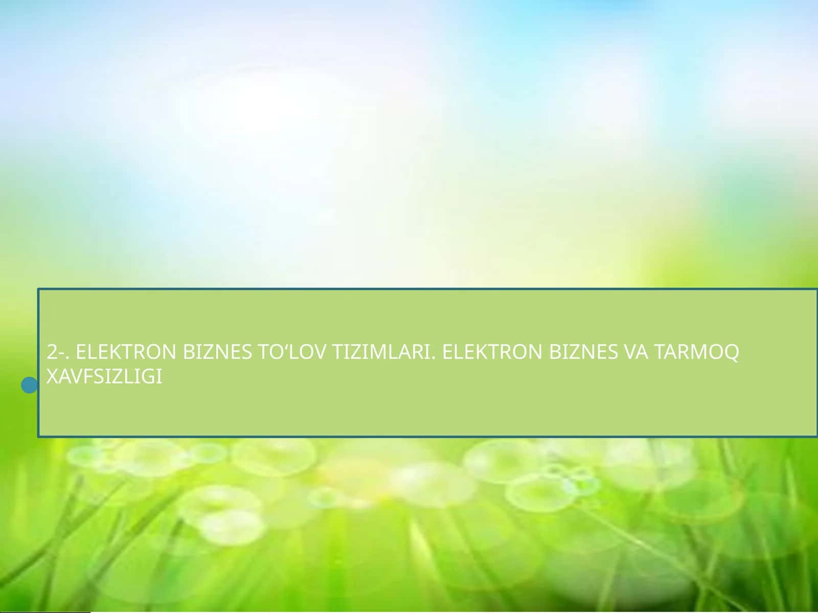 Elektron tizimlar va tariflar 1