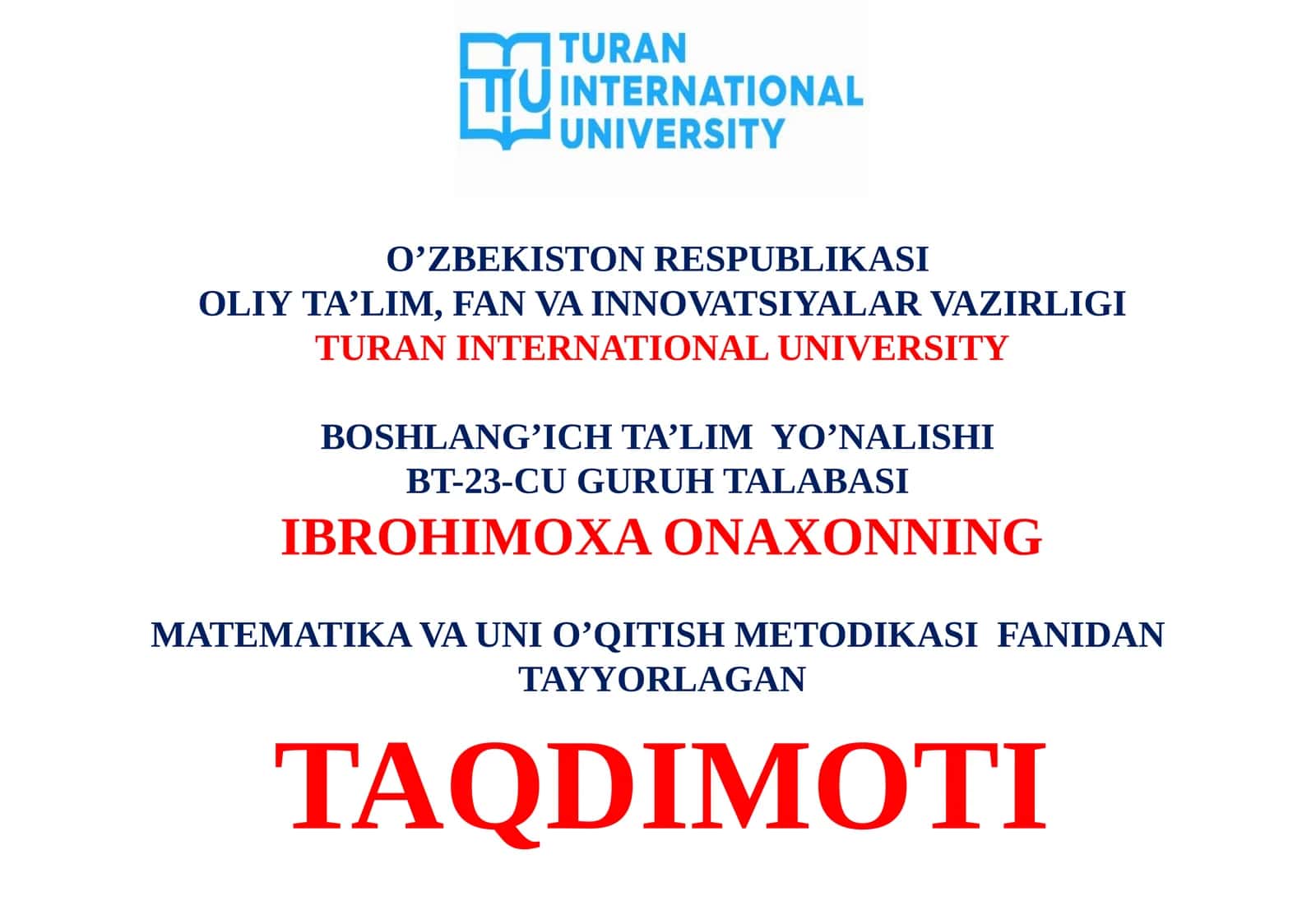 Arifmetika amallarni oʻrgatishning umumiy masalalari 1