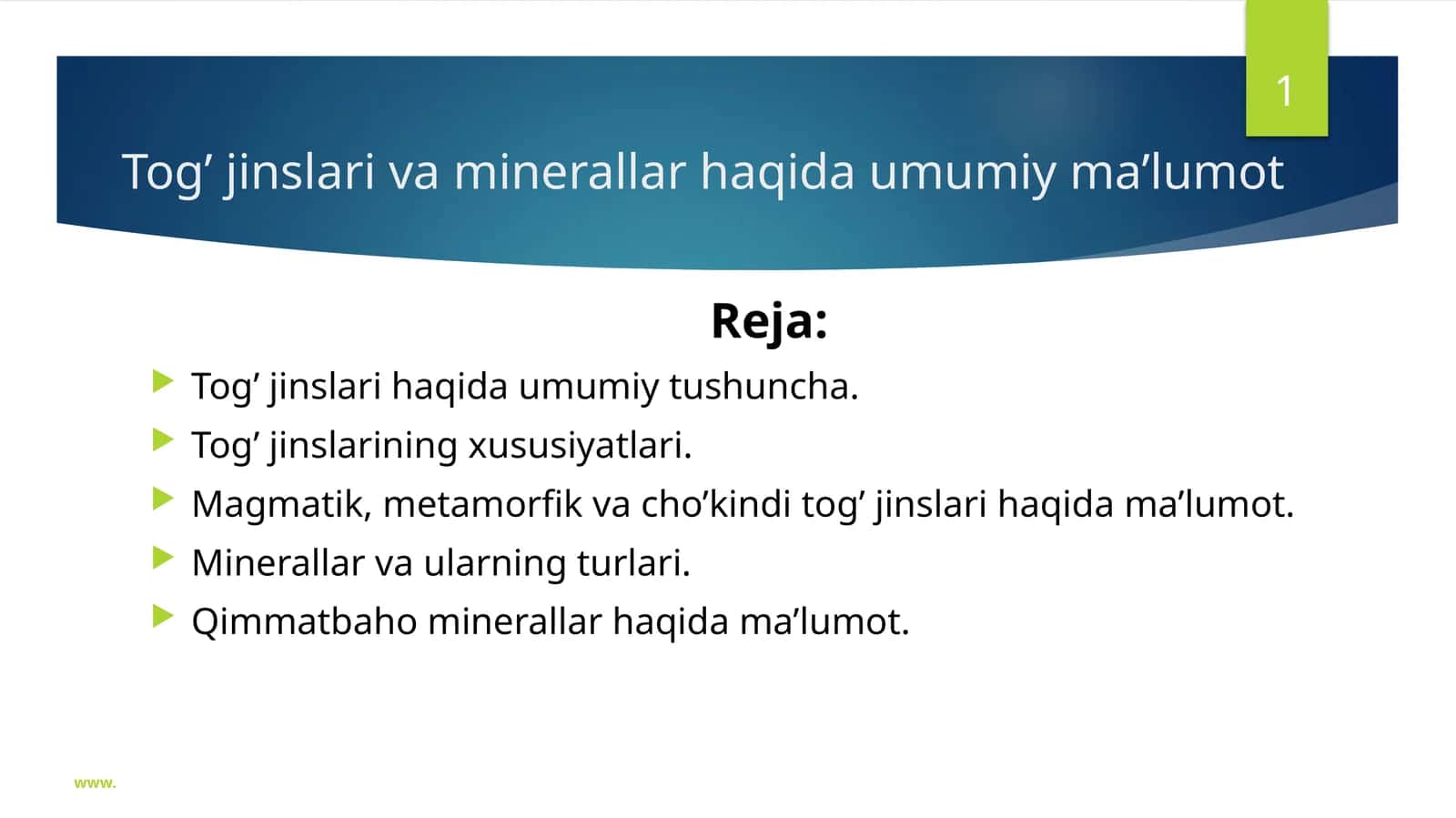 Tog’jinslarivaminerallarhaqidaumumiyma’lumot 1
