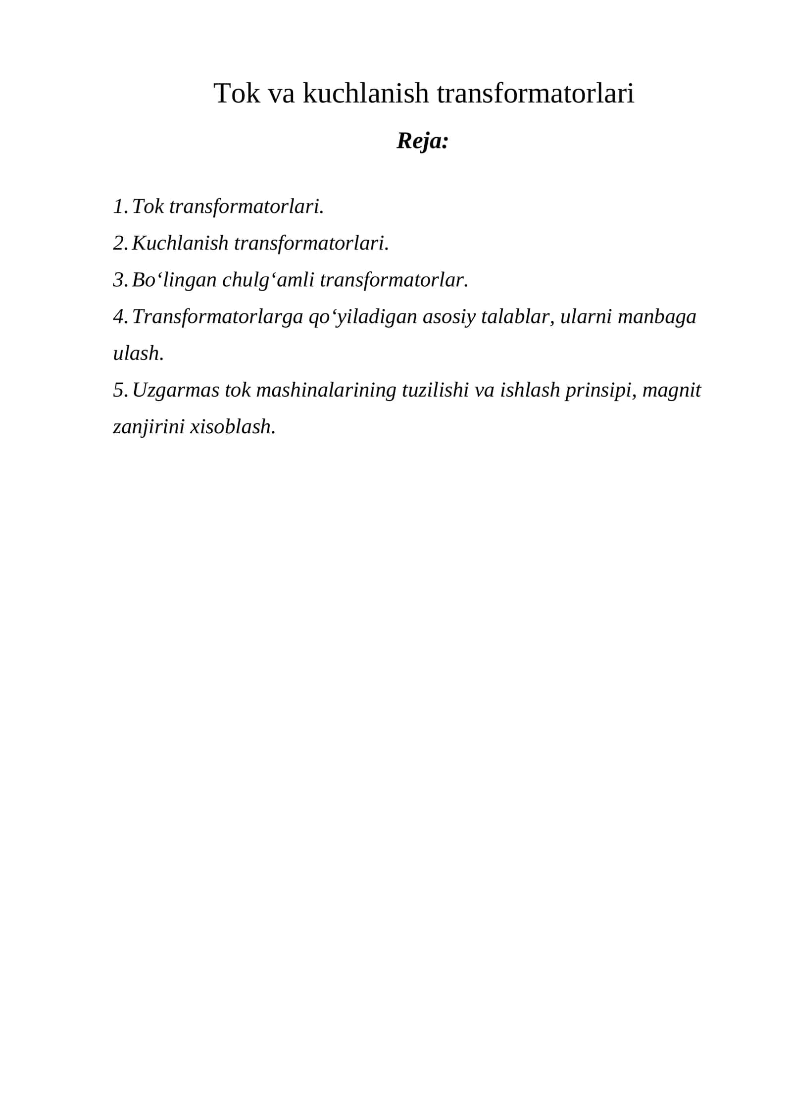 Tok va kuchlanish transformatorlari 1