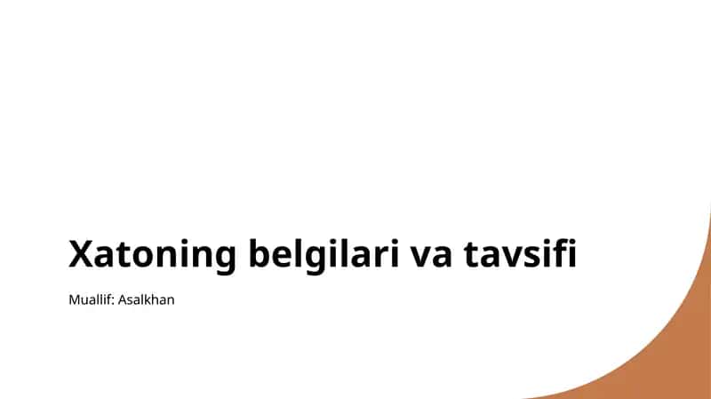 Xatoning belgilari va tavsifi 1
