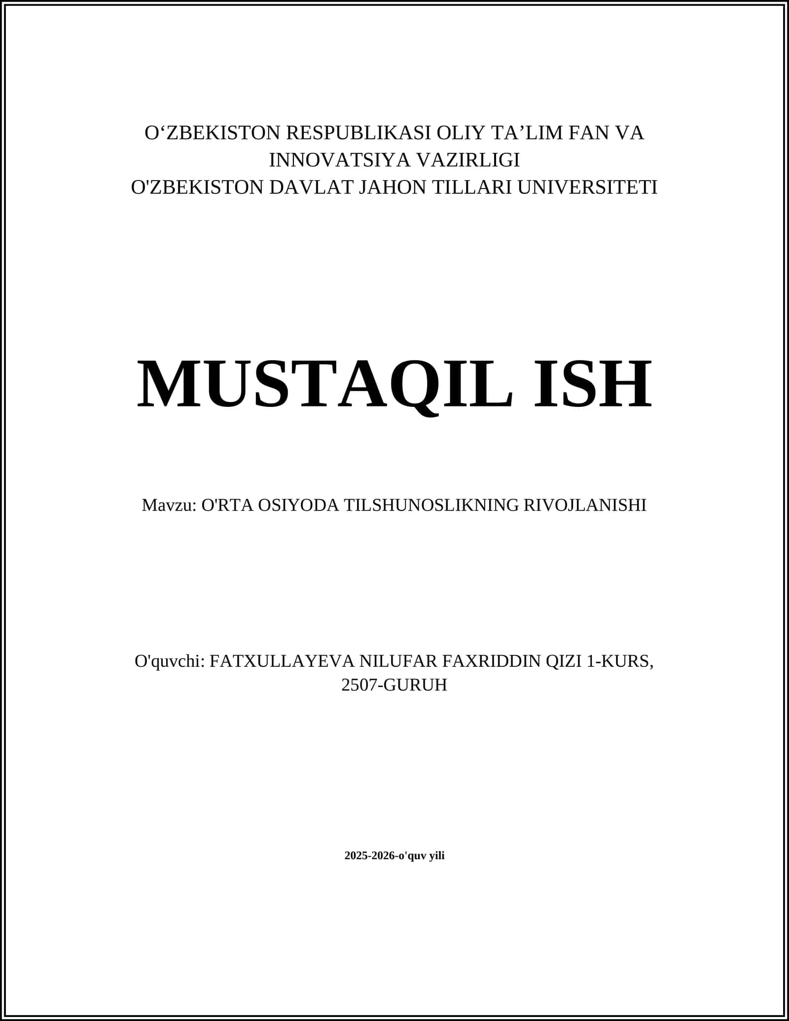 O'rta Osiyoda tilshunoslikning rivojlanishi 1