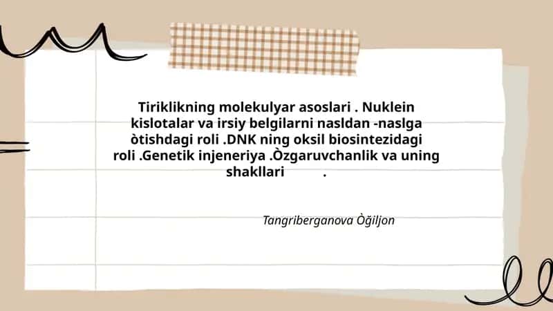 Tiriklikning molekulyar asoslari 1