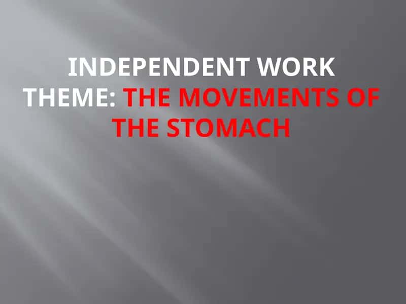 The Movements of the Stomach 1