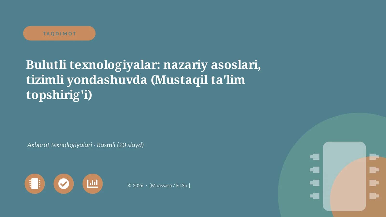 Bulutli texnologiyalar: nazariy asoslari, tizimli yondashuvda (Mustaqil ta'lim topshirig'i) 1