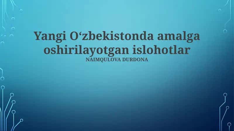 Iqtisodiyotni Isloh Qilish 1