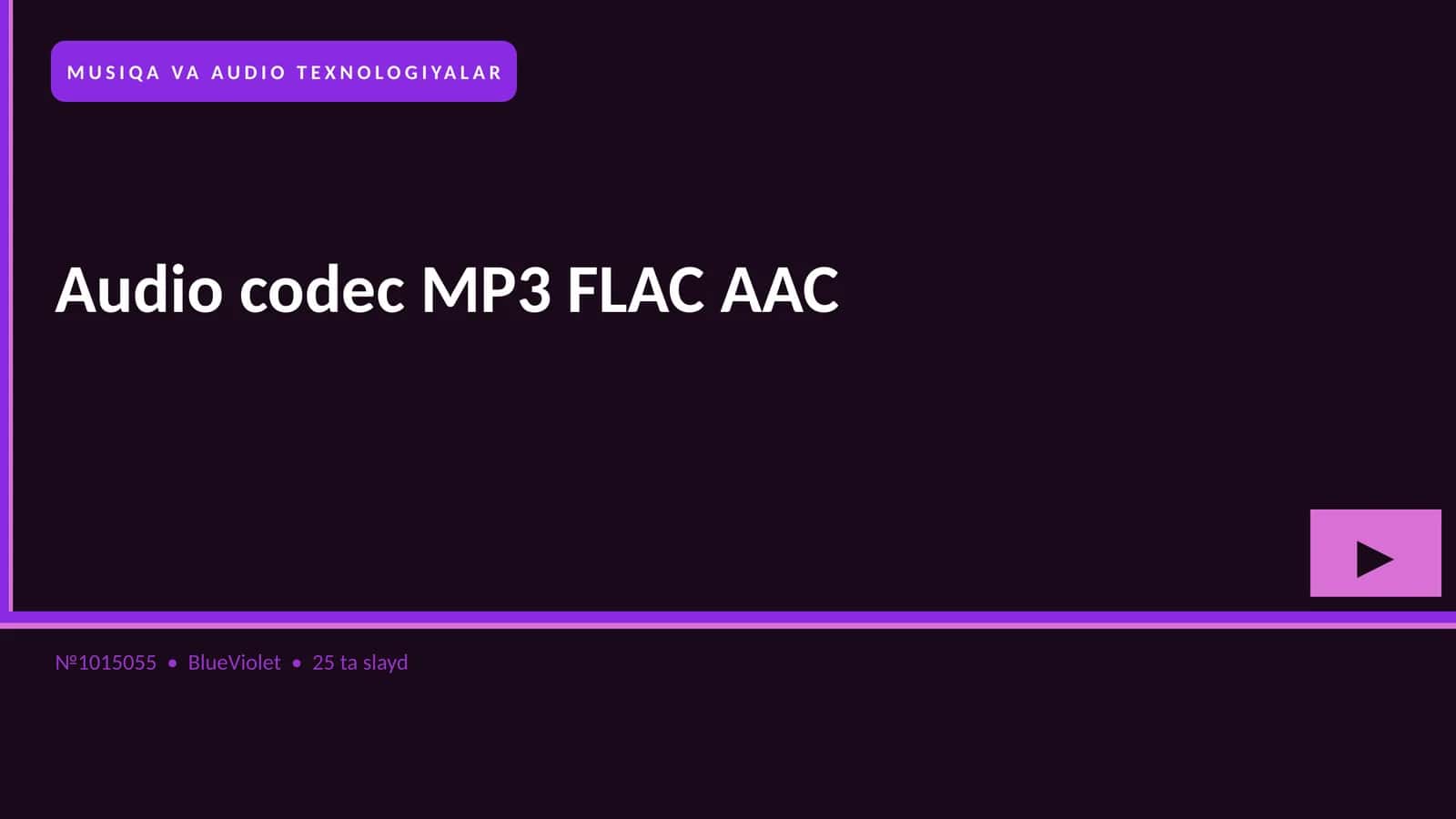 MUSIQA VA AUDIO TEXNOLOGIYALAR 1