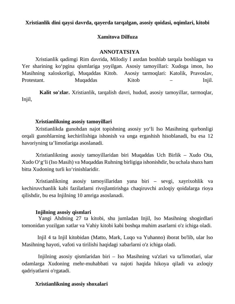Xristianlikning asosiy tamoyillari 1