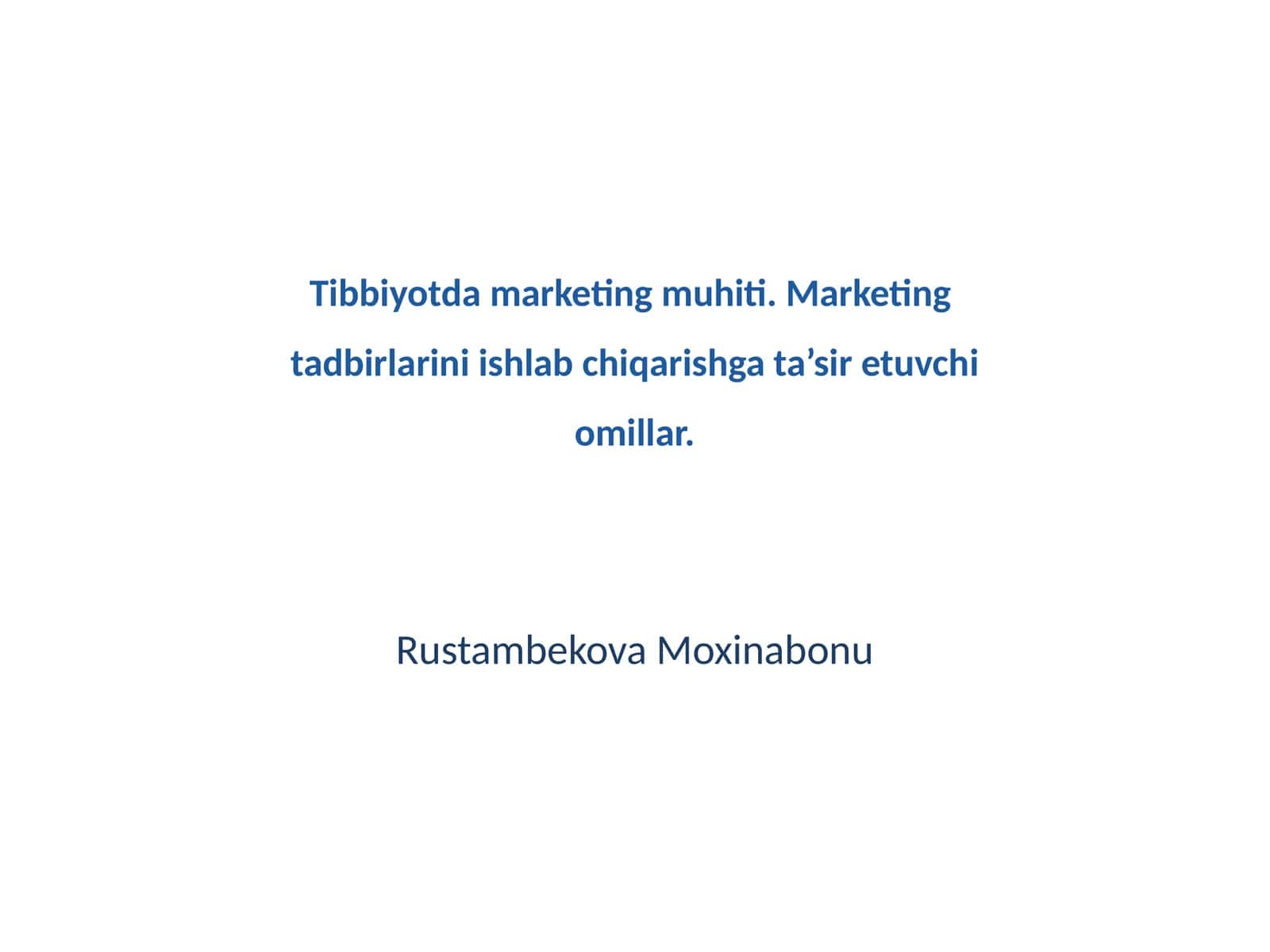 Tibbiyotda marketing muhiti 1