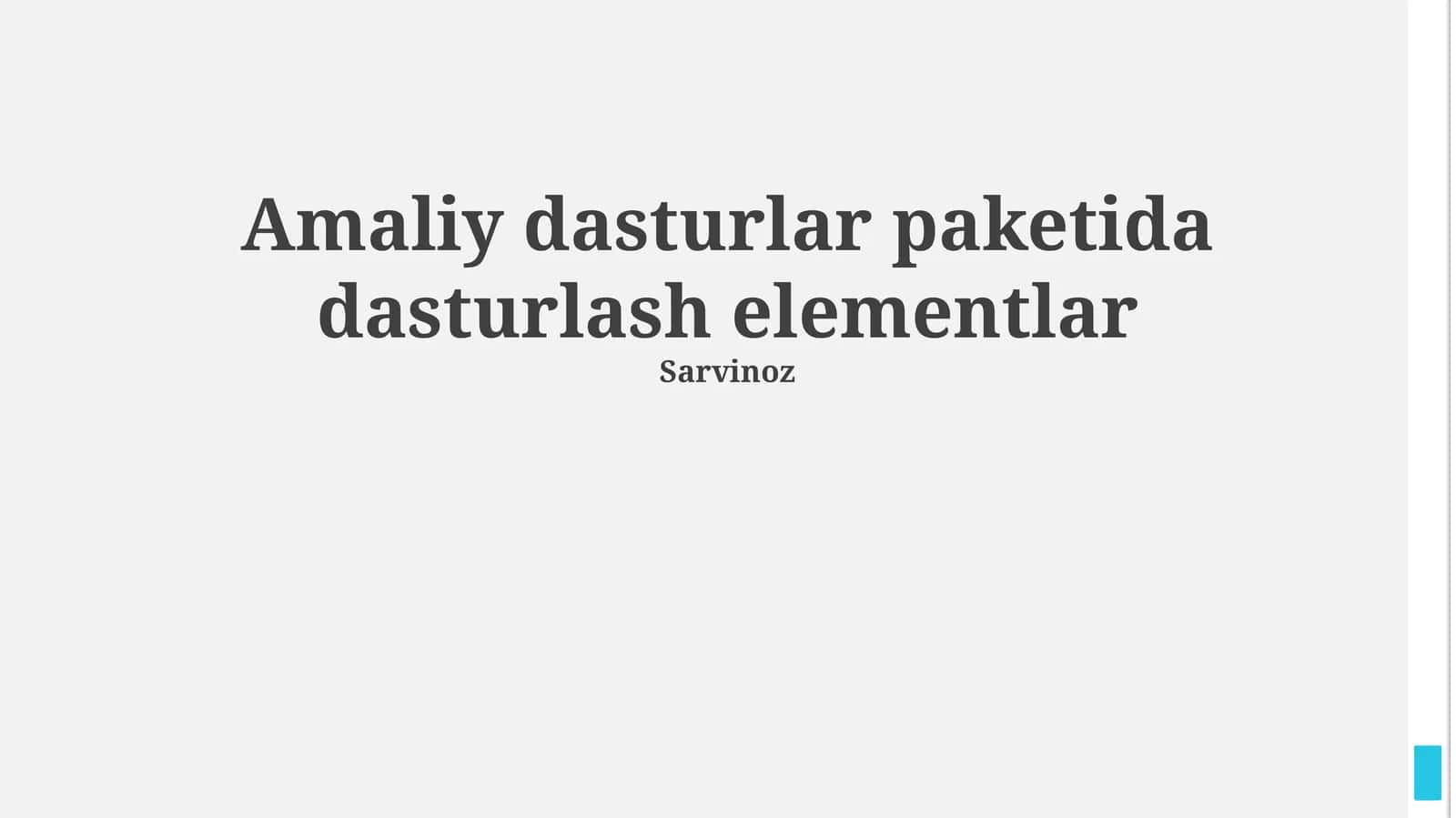 Amaliy dasturlar paketida dasturlash elementlar 1