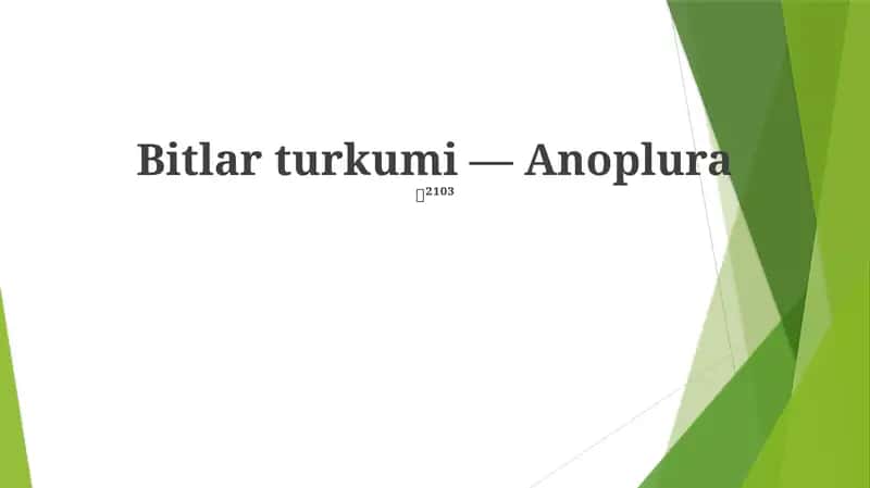 Bitlar turkumi — Anoplura 1