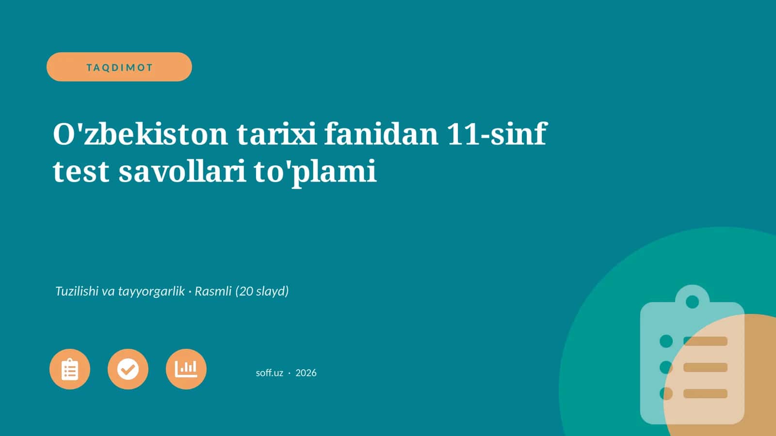 O'zbekiston tarixi fanidan 11-sinf test savollari 1