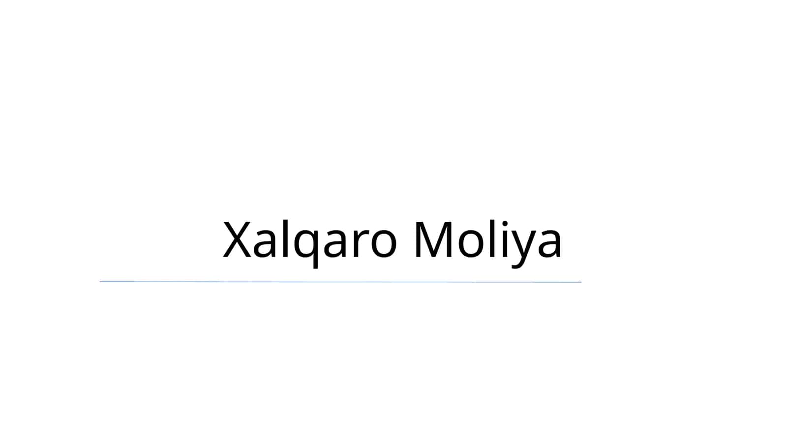 Xalqaro Moliya 1