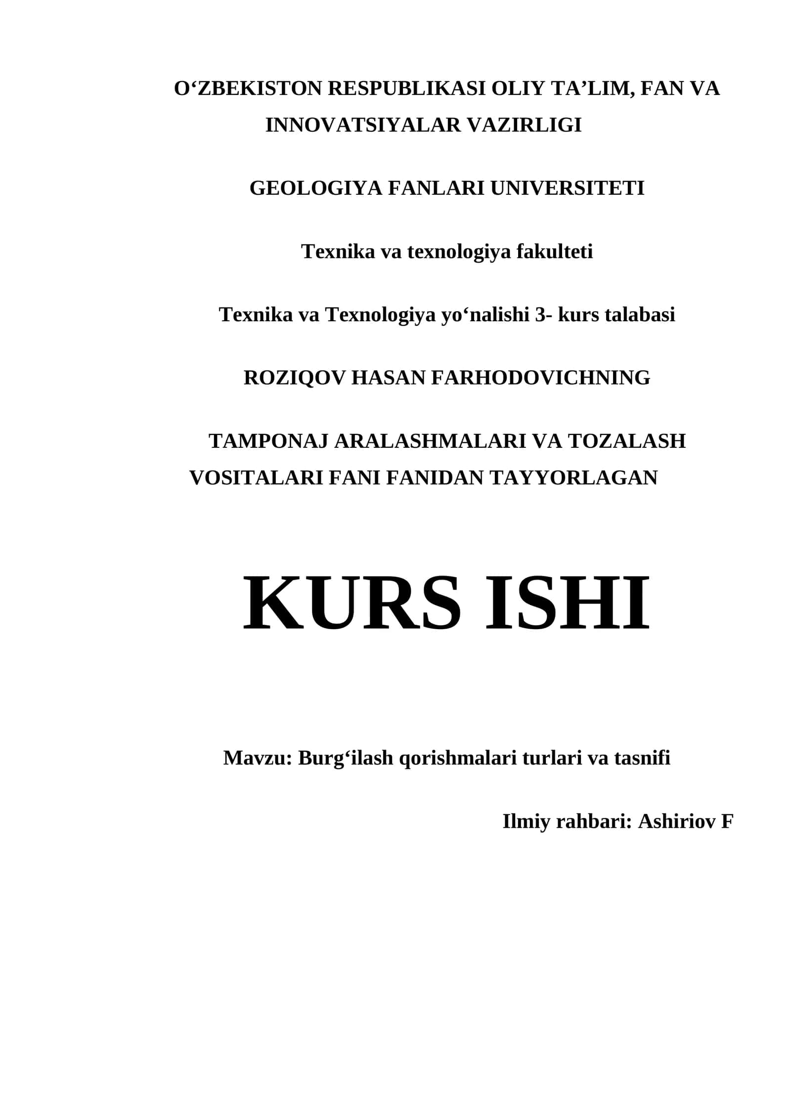 BURGʻILASH QORISHMALARI TURLARI VA TASNIFI 1