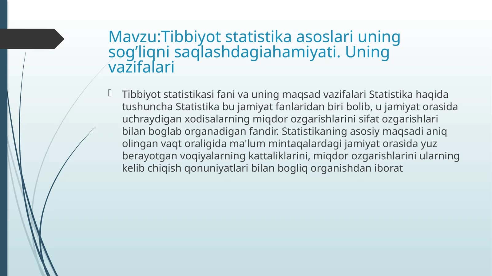 Tibbiyot statistika asoslari 1