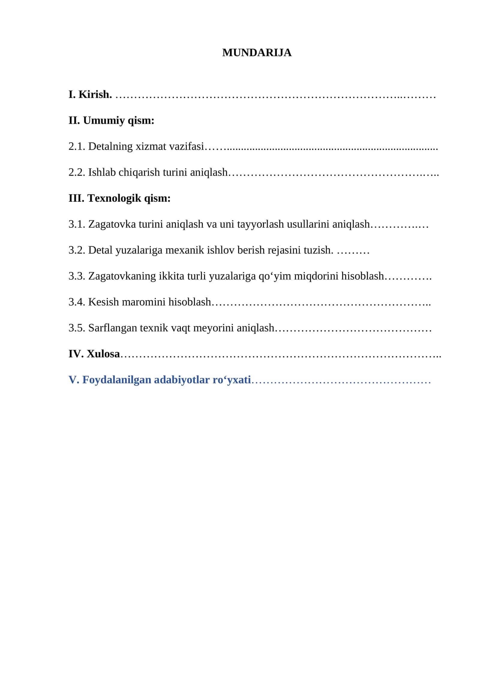 Valik detalini texnologik jarayonini loyihalash 1
