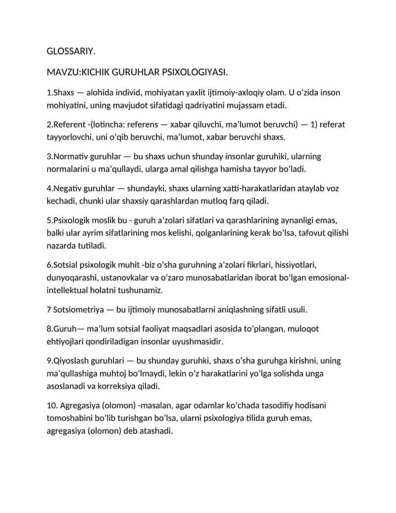 KICHIK GURUHLAR PSIXOLOGIYASI 1