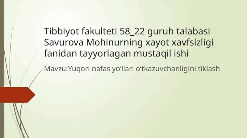 Savurova Mohinurning Xayotxavfsizligi 1