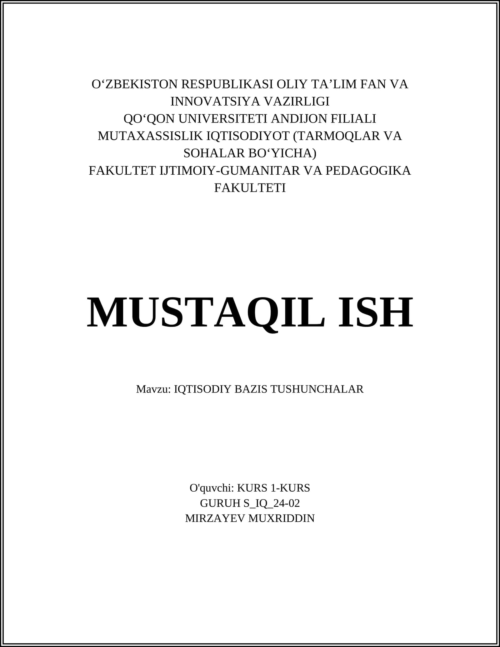 IQTISODIY BAZIS TUSHUNCHALAR 1