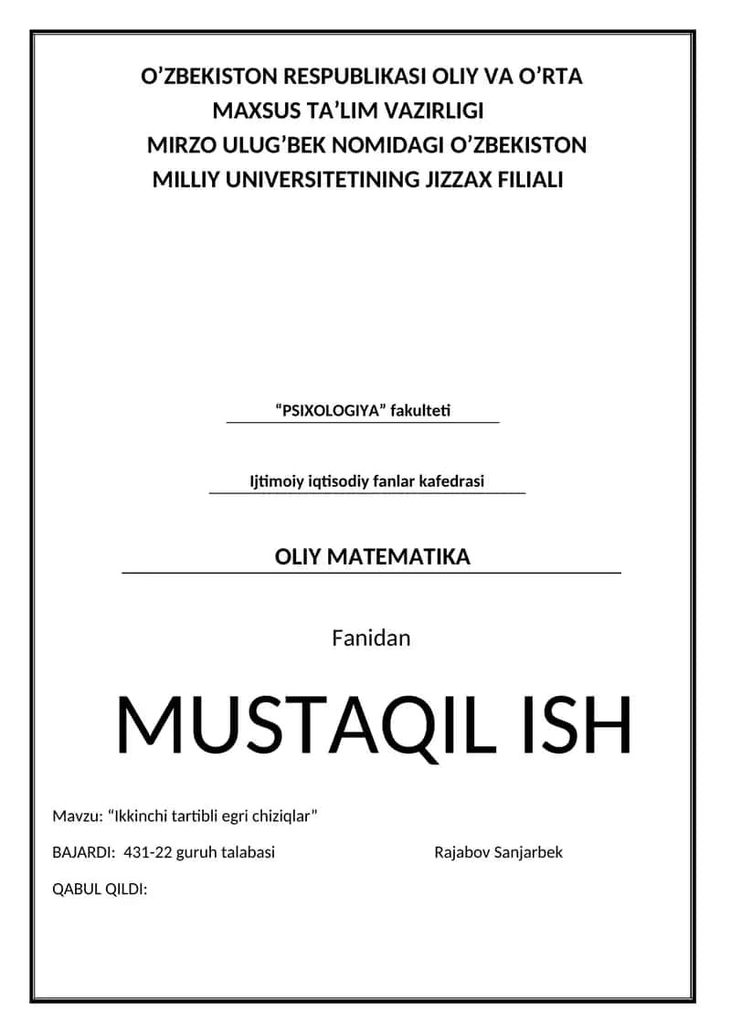 Ikkinchi tartibli egri chiziqlar 1