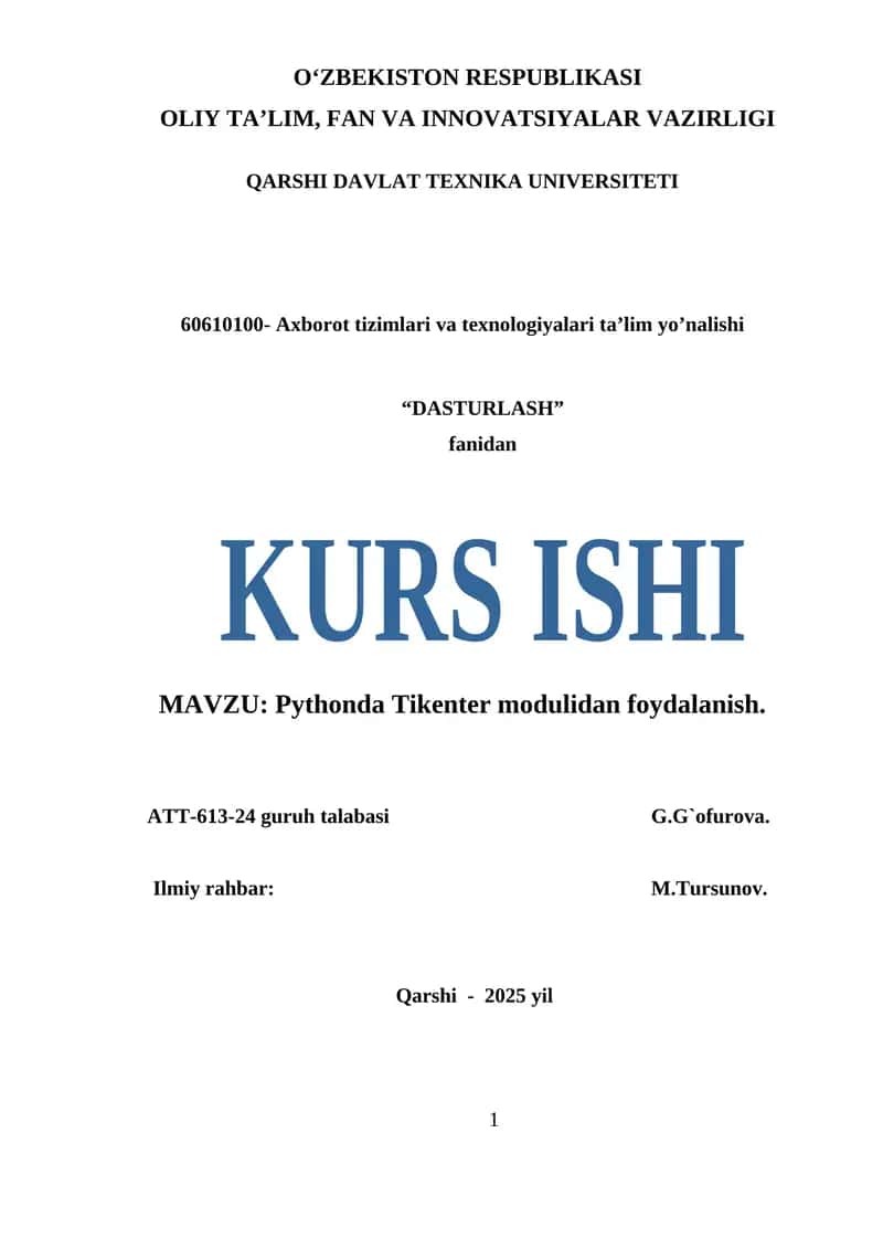 Pythonda Tikenter modulidan foydalanish 1