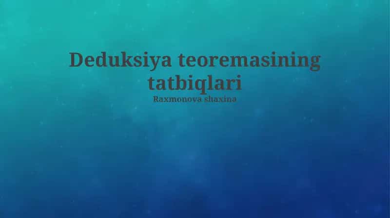 Deduksiya teoremasi 1