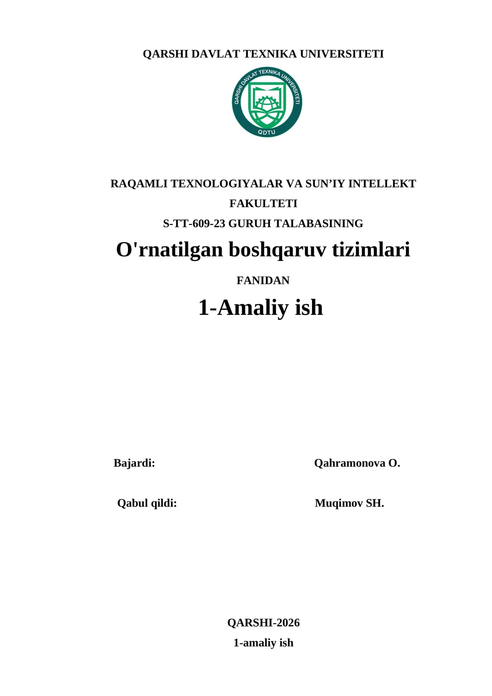 Dasturiy muhitni sozlash va mikrokontrollerda dasturlash asoslari 1