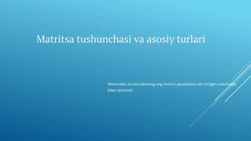 Matritsa tushunchasi va asosiy turlari 1