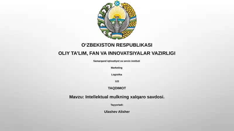 Intellektual mulkning xalqaro savdosi 1