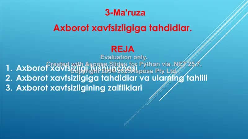 Axborot xavfsizligi tushunchasi 1