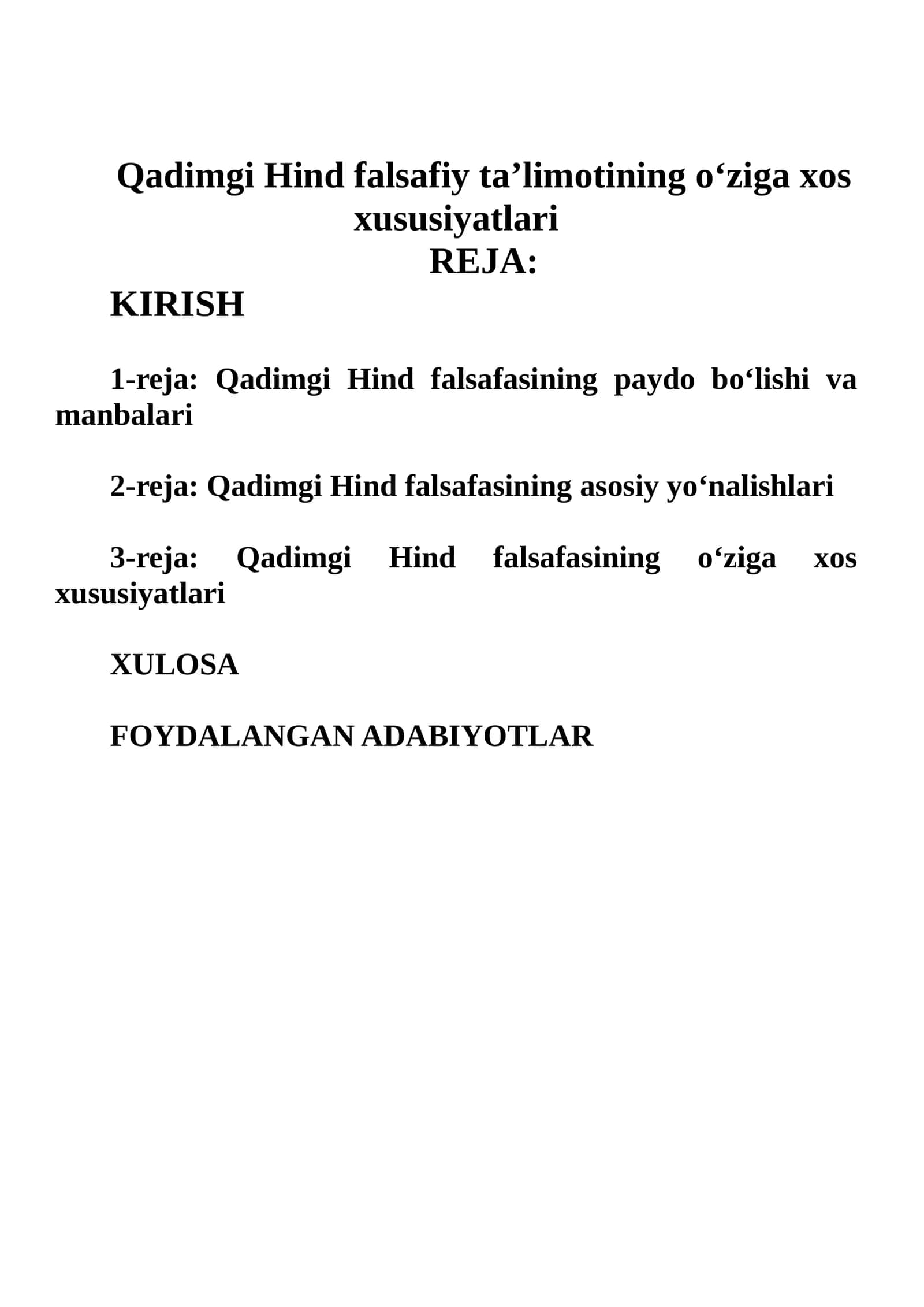 Qadimgi Hind falsafiy ta’limotining o‘ziga xos xususiyatlari 1
