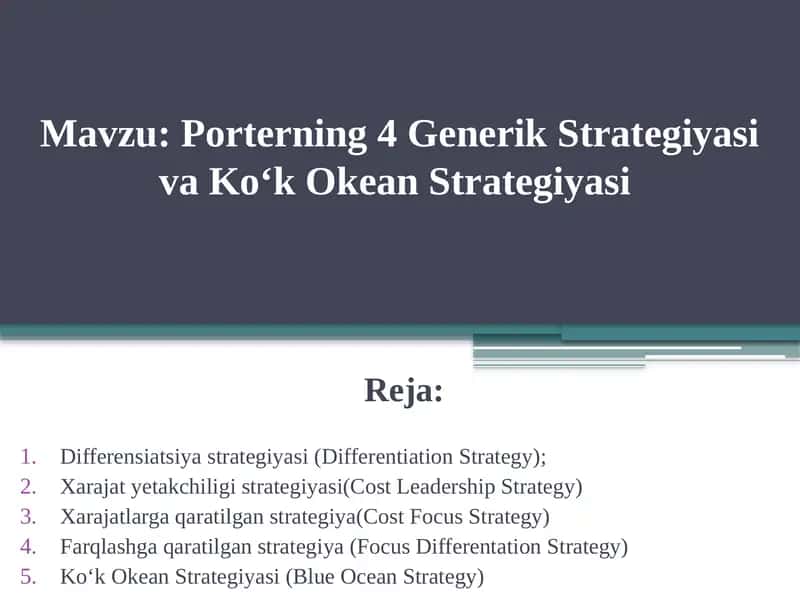 Porterning Genrik Strategiyalari 1