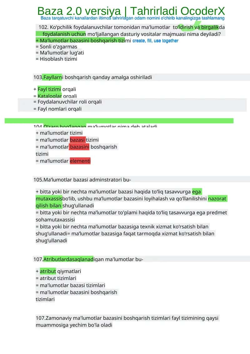 Ma'lumotlar bazasi tizimi 1