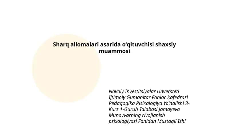 Munavvarning rivojlanish psixologiyasi Fanidan Mustaqil Ishi 1