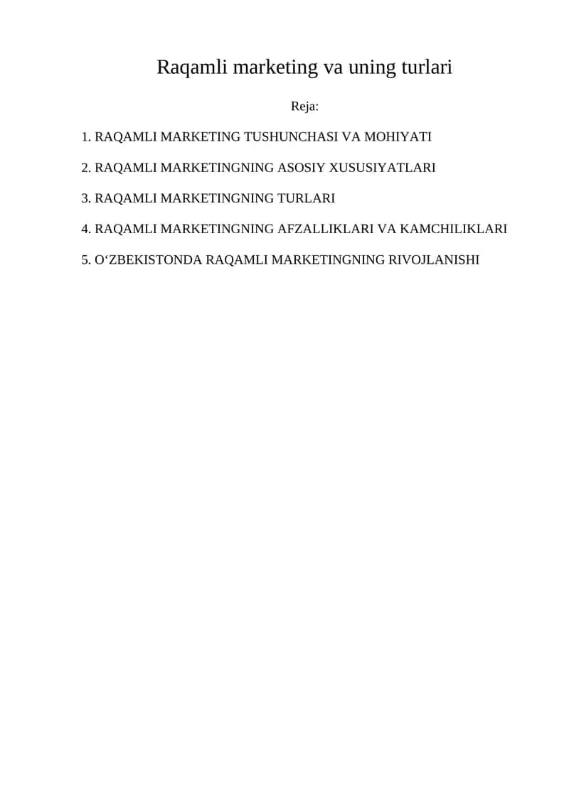 RAQAMLI MARKETING TURLARI 1