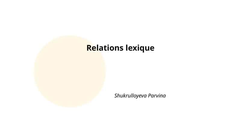 Relations lexique 1