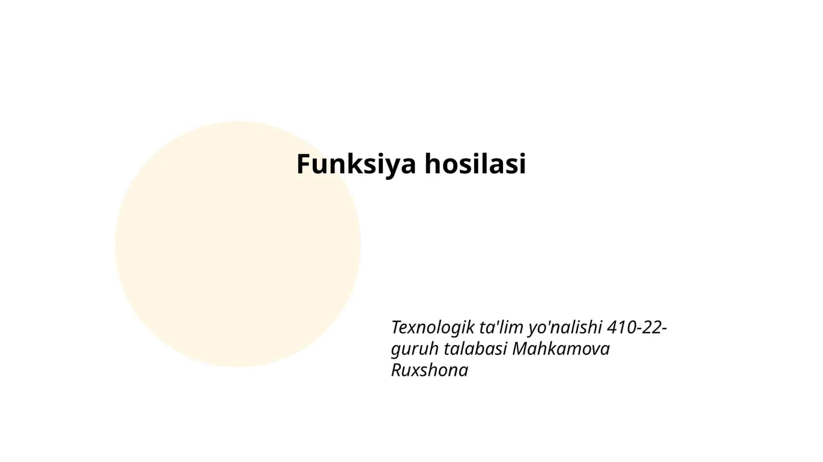 Funksiya hosilasi asoslari 1